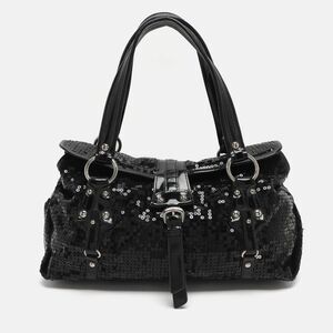 Dkny Black Patent Leather And Sequins Satchel